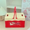 Caixa de Armazenamento Dobrável de Desenho Animado Cesta Bolsa Estilo Acampamento ao Ar Livre Cesta de Armazenamento para Lanches Frutas Carro Caixa de Organização para Casa Dormitório