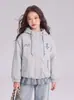 Chaqueta Patchwork Estilo Coreano para Niñas 2026 Otoño Nueva Ropa Infantil Elegante Chic Versátil Exterior con Capucha Tendencia Top