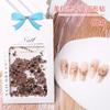 Joyas de diamantes para uñas Maillard, otoño e invierno, color café oscuro, moca, planas, con forma especial, 100 piezas, joyas transparentes para uñas