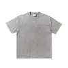 Camiseta de Algodão Puro 300g Tingida com Cera Lavada, Cor Sólida, Manga Curta Solta Casual de Verão, Pesada Respirável Atacado