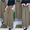 2025 Verão Calças Culotte Finas Femininas Largas para Mães de Meia-idade Calças Elegantes com Caimento de Alta Qualidade Antirrugas de Perna Larga