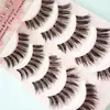 Venta al por mayor de fábrica pestaña fibra química tallo transparente cinco pares de pestañas postizas naturales coreanas uso diario nude maquillaje pelo suave