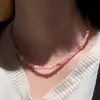 Collar de Perlas de Agua Dulce y Piedra de Cristal Rosa para Mujer, Moderno y Elegante, Gargantilla de Múltiples Hilos Pequeños Estilo Chino Nuevo para Clavícula