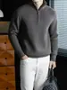 ¡Estilo Dinero Viejo! Suéter de lana modal para hombre con cremallera, cuello alto, color liso, top de manga larga de negocios de alta gama, corte slim
