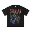 Camiseta da Banda Nirvana 2025 Manga Longa Europeia e Americana Vintage Retrô Americano Lavada e Desgastada Camiseta de Manga Curta Nirvana
