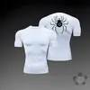 Camiseta Estampada Tendência Europeia de Manga Curta Ajustada para Esportes, Corrida, Atletismo, Treinamento Fitness e Uso como Camada Base