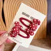 Pinza para el pelo hecha a mano estilo coreano con cuadros rojos, lunares y estrellas para niñas, pinza lateral linda para flequillo, accesorio para el pelo de bebé que no daña el cabello