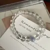 Pulsera de Aguamarina de Diseño de Nicho Estilo Coreano Saina Pulsera Simple de Cristal Blanco Natural Joyería de Mano Básica de Moda