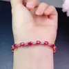 Pulseira Rubi Recém-Queimado, Cristal Limpo e Brilhante, Pedra Principal 4*5mm, Prata S925 Precisamente Incrustada
