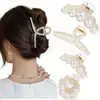 Pinza de Garra para Cabello con Perla Grande Coreana Pasador Elegante Temperamento Pinza de Tiburón para la Parte Trasera de la Cabeza Pinza para el Cabello Accesorio para el Cabello