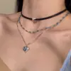 "Corazón de Océano Dulce y Fresco" Collar Gargantilla para Mujer, Cadena de Clavícula Multicapa, Tendencia de Collar Sexy de Alta Gama