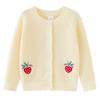 Ropa para Niños 2026 Bordado de Fresa Cárdigan de Punto para Niñas Chaqueta Primavera y Otoño Cuello Redondo Suéter para Niños Pequeño y Mediano Cárdigan para Bebé