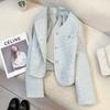 Abrigo Corto Azul Estilo Chanel Socialité Francés para Mujer 2025 Nueva Primavera Moda de Alta Gama Elegante Reductor de Edad Top