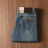 Jeans Masculino Lavado Denim Grosso Casual Americano Corte Reto Slim Fit Versátil Algodão Outono/Inverno 2025 Versão Europeia