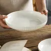Plato de Cerámica Blanco Puro Simple Estilo Japonés para el Hogar de Alto Valor Tendencia Plato Plano Plato de Cena Plato Hondo Grueso Plato para Cocinar y Servir