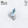 Pendientes de botón de aleación de titanio G23 con triple hoja de marquise y circonita, pendiente de botón para cartílago de la oreja de aleación de titanio F136 con rosca de 0.9 mm, joyería para piercing de labio
