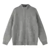 Yidao Roupas Vintage 2026 Outono Novo Estilo Japonês Simples Cor Sólida Estilo Old Money Gola Meio Alta Zíper Duplo Cardigan de Tricô para Homens