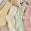 Calcetines de felpa para niños Calcetines acolchados de terciopelo Dijon lindos de media caña otoño e invierno para el hogar cálidos medias de terciopelo visón
