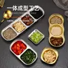 Aço Inoxidável 304 Estilo Coreano Dourado Prato de Sabor para Tempero Utensílios de Mesa para Churrasco Molho para Mergulho Vinagre Dois Compartimentos Três Compartimentos Quatro Compartimentos Prato