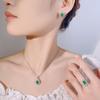 Nuevo Conjunto de Joyería de Huayoumei, Anillo, Pendientes, Collar, Esmeralda Paraíba Simulada, Estilo de Moda para Mujer