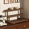 Prateleira de Armazenamento de Copos de Água para Mesa de Escritório Balcão de Escritório Suporte de Copos de Madeira Maciça Multicamadas Escada Criativa Suporte de Exibição de Copos