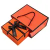 Caja de Regalo Naranja con Tapa y Base, Caja de Regalo con Lazo para San Valentín, Caja Vacía de Recuerdo, Caja de Regalo de Cumpleaños, Caja de Regalo de Alta Gama