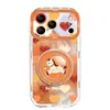 Funda de Pony con Forma de Corazón Adecuada para Teléfono Apple 17 Pro Max, Funda de Hilo de Plumas para iPhone 15, Soporte Giratorio 16, Tacto Premium 14