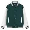 Jaqueta baseball com padrão de losangos, camada de ar, ombros ligeiramente caídos, blocos de cor, para primavera e outono, com logotipo personalizado para uniforme corporativo e texto impresso