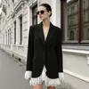 Traje elegante de renda estilo francês FCB transfronteiriço para mulheres, design outono/inverno 026, disponível em sites independentes, estilo feminino preto