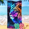 Mengqi Ropa de Hogar Toalla de Playa Estampado de León Toalla Cuadrada de Microfibra Toalla de Baño Absorbente Toalla de Secado Rápido Protector Solar