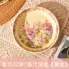 Juego de Vajilla de Cerámica con Forma de Flor, Juego de Platos, Plato de Mesa para el Hogar, Palillos, Cuchara, Plato Hondo, Juego de Vajilla de Cerámica Esmaltada