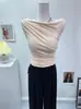 Temperamento pinça ~ fino ligeiramente transparente sexy feminino sem mangas camiseta top feminino cintura fina gola top verão