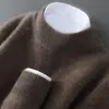 Suéter 100% lana pura para hombre, cuello semi-alto, jersey de negocios engrosado, suéter base de punto suelto de manga larga, cachemir
