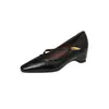 Zapatos Mary Jane de Piel de Vaca Super Adelgazantes Invisibles que Aumentan la Altura con Correas Diagonales, Dedo Cuadrado Pequeño de Otoño 2026 Tacón Medio Hebilla Metálica Zapatos de Piel Genuina