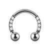Brinco Argola Nariz Aço Inoxidável 16g Banhado a Ouro Entalhado Cravejado Zircônia Branca Transfronteiriço Pircing Formato U Dente Externo Cartilagem da Orelha