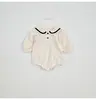 2026 Otoño Estilo Coreano Ins Nuevo Mono con Cuello de Muñeca de Manga Larga Mono de Manga Abullonada Traje para Gatear