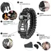 Pulsera tejida de paracord para exteriores, cuchillo multifuncional, iniciador de fuego, brújula de supervivencia para senderismo y camping, equipo de emergencia para exteriores
