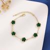 Suministro transfronterizo de nueva pulsera de flores de cinco pétalos con circonitas de colores con microincrustaciones para mujer, moda europea y americana, joyería de tendencia con trébol de cinco hojas