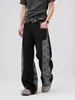 Calça jeans masculina com estrelas desgastadas estilo rua, novos calças retas largas estilo americano 2026 vestuário masculino