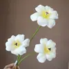 Flor Artificial Rama Única Cara Sonriente Tulipán Abierto Borde Rizado Fotografía de Boda Decoración de Paisajismo del Hogar Adornos Flores Falsas