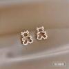 Brincos de Pérola da Moda Temperamento Feminino Versátil Emagrecimento Retro High-End Geométricos Cravejados com Diamante Stud de Agulha de Prata Atacado