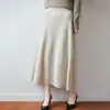 Falda de Punto de Lana Pura para Mujer Invierno 2026, Color Sólido con Diseño Trenzado, Falda Midi de Línea A Holgada de Cintura Alta