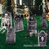 Adornos de Lápidas de Halloween Cráneo Estéreo Lápidas Creativas Accesorios de Horror Decoración con Tarjeta de Inserto Césped del Patio Lápidas