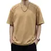 Camiseta Jacquard de Manga Curta Masculina 2026 Verão Nova Solta Tamanho Grande Respirável Textura Toque Macio Roupa Camiseta