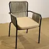 Cadeira externa estilo nórdico pátio varanda ao ar livre cadeira externa liga de alumínio cadeira de jantar mesa e cadeiras de vime cadeira com encosto casual
