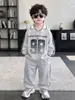 Conjunto de Sudadera para Niños Primavera y Otoño, Conjunto Deportivo Elegante de Dos Piezas para Niños Estilo Coreano, Ropa Fresca para Niños Pequeños, Comercio Exterior