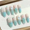 Onda Nueva Pintado a Mano Cola de Pez Onda Ojo de Gato Uñas Portátiles Hada Fresca Estrella de Mar Concha Parche de Manicura Uñas Postizas