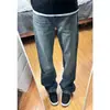 Calça jeans branca vintage desgastada para homens, estilo reto solto, design básico simples, moda de rua americana, calça comprida legal e estilosa