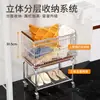 Cesto de Roupa Suja Móvel de Camada Dupla com Rodas, Cesto de Armazenamento de Chinelos e Roupas Sujas para Banheiro e Sala de Estar, Carrinho de Armazenamento de Ferro