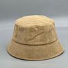 Chapéu de Pescador de Veludo para Comércio Exterior Feminino Primavera e Outono Versátil Casual Chapéu de Bacia Acolchoado Estilo Estrangeiro Chapéu Listrado de Placa Leve Vietnã